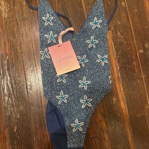 Oceanus Starfish Embroidered  One-piece Swimsuit